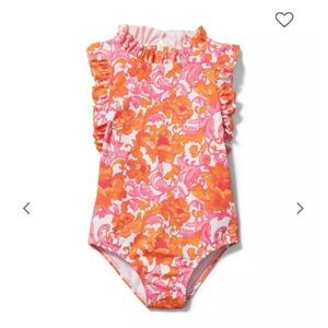 Janie and Jack Floral Ruffle Trim Swimsuit